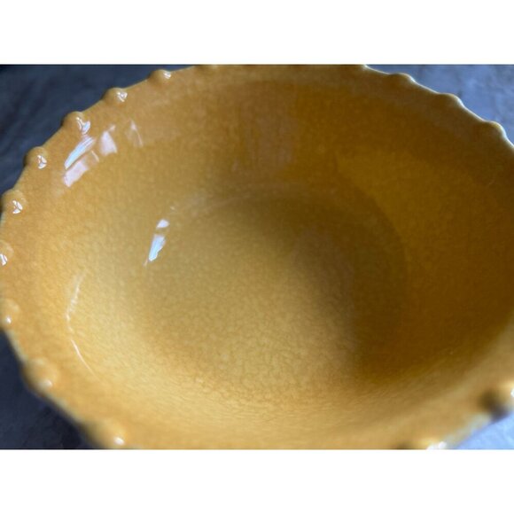 Set of 2 Made in Italy by ANGORA Past Bowls Glazed Porcelain Yellow White 6 3/4" - Picture 7 of 10